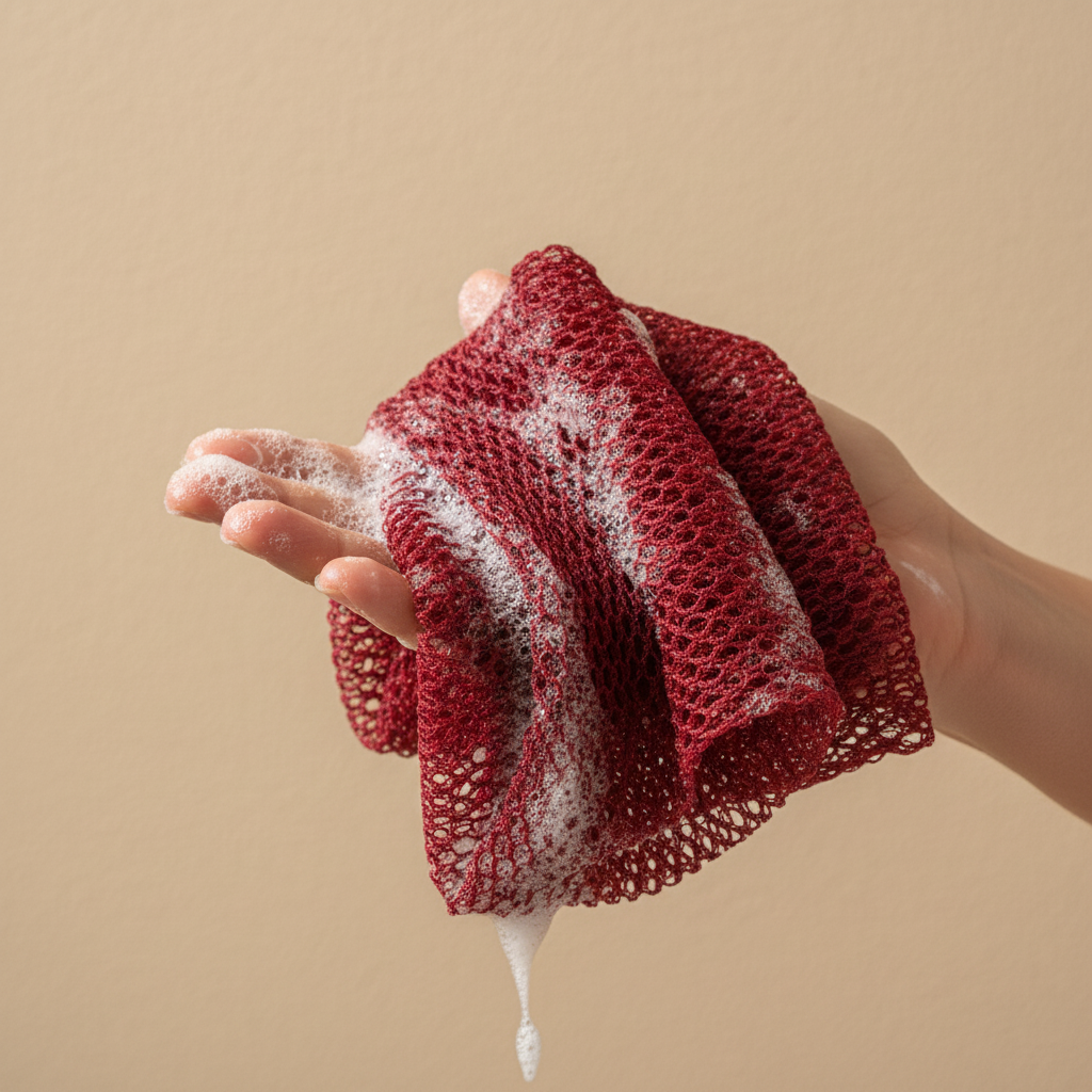 African bathing net with suds